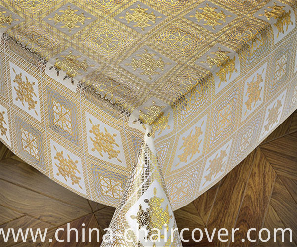 137 Cm Vinyl PVC Lace Crochet Table Cloth in Roll Gold/Silver Coated
